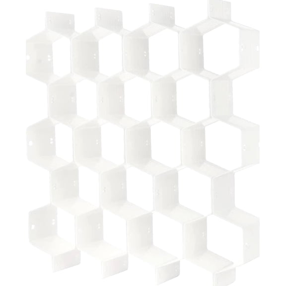 Drawer Divider Organizer, Adjustable Honeycomb Plastic, 8 Piece Set, 18 Compartments, White