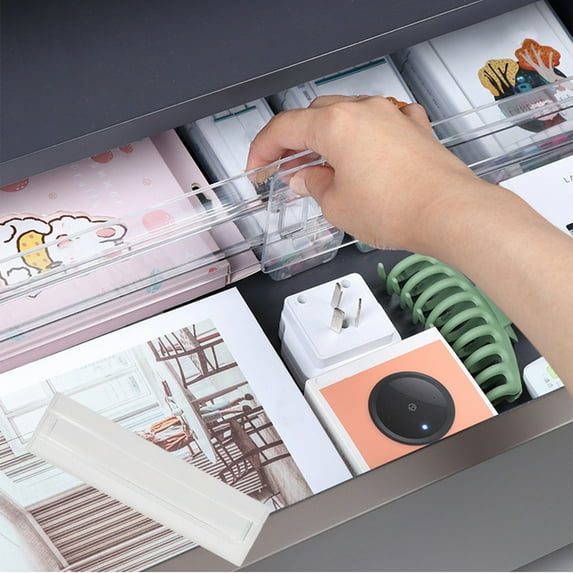 Drawer Divider Organizer, Controllable Kitchen Drawer Organizer, Clear Plastic Dividers for Clothing, Kitchen Utensils, Office Storage, Expandable, Easy to Install, Durable