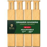 Royal Craft Wood Expandable Bamboo Drawer Dividers   4-Pack Adjustable Drawer Organizer Separators for Kitchen, Bedroom, Bathroom, Cabinet, Office & Dresser Storage 17 22, Natural