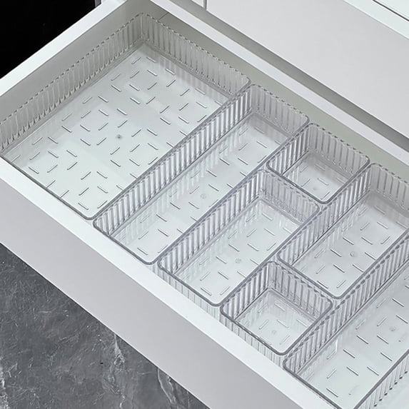 Drawer Divider Storage Box Clear Bathroom And Vanity Drawer Organizer Tray Drawer Storage Bin for Makeup Brushes Lipstick Cosmetics Kitchen Utensils Office