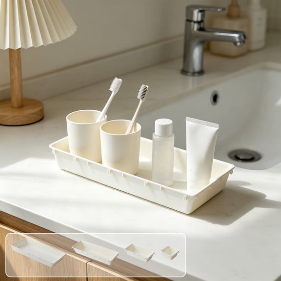 Drawer Divider,Storage Box Spliceable Structure,Space Saving Container for Household Cabinet and Desktop Tidying(White)