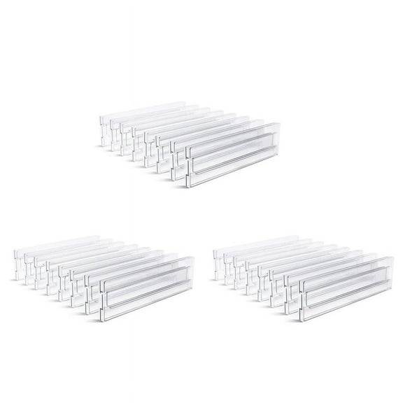 Drawer Dividers 24 Pack, Adjustable 3.2 Inch High Expandable From 11-20.6 Inch Kitchen Drawer Organizer, Clear Plastic