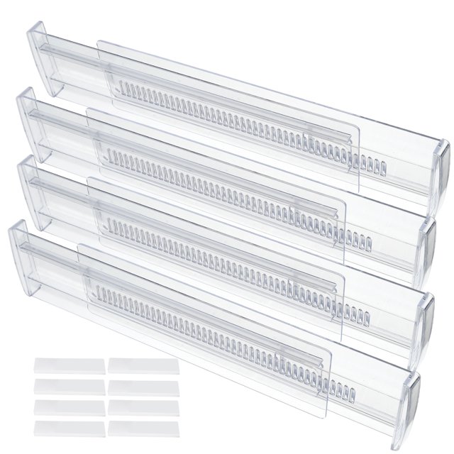 Drawer Dividers, 4 Pack Adjustable Drawer Dividers 3.2" High Expandable from 11.320" Clear