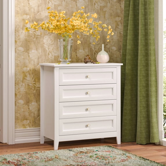 Drawer Dresser Server Console Table Lockers With 4 Drawers For Home Office Bedrooom 32.68 x 17.72 x 35.55in