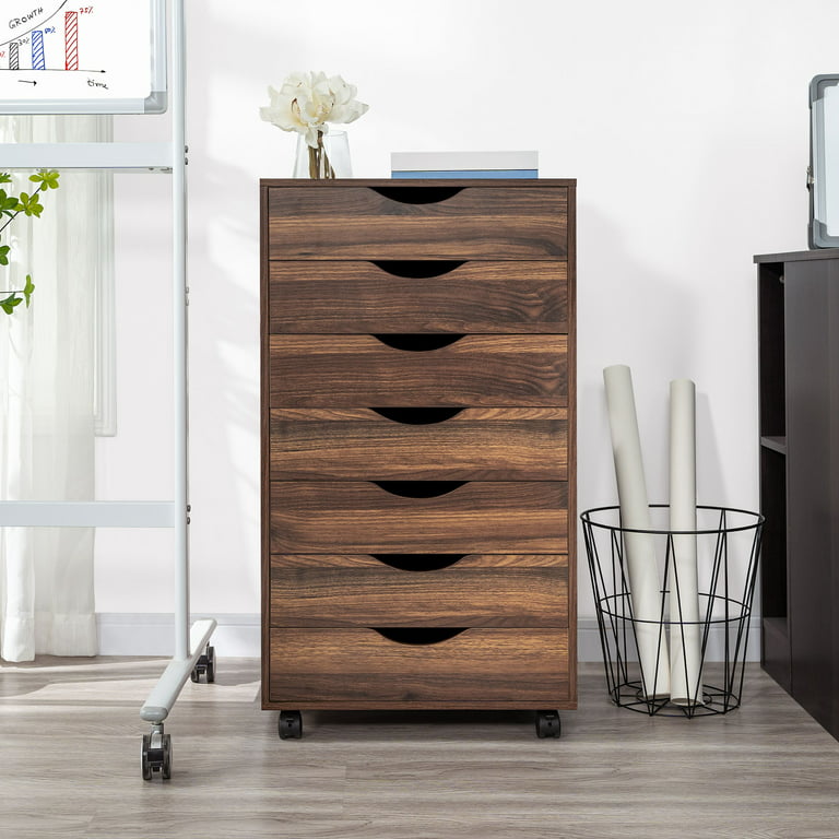 Drawer Dresser Storage Cabinet for Makeup Dresser Tall Chest of Drawers,  Drawer Chest Makeup Cabinet with Wheels Wood Closet Storage Drawers for