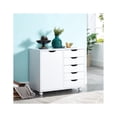 thumbnail image 1 of Naomi Home 5-Drawer Rolling Storage Cabinet with Shelf – White Office Organizer with Wheels, 1 of 11