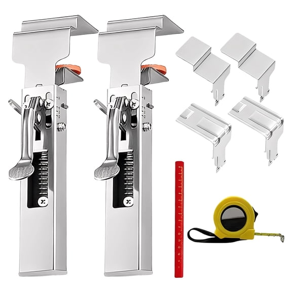 Drawer Front Installation Clamps, 2 Pcs Right Angle Fixers, Adjustable Cabinet Mounting Tools, Includes Tape and Wood Pencil