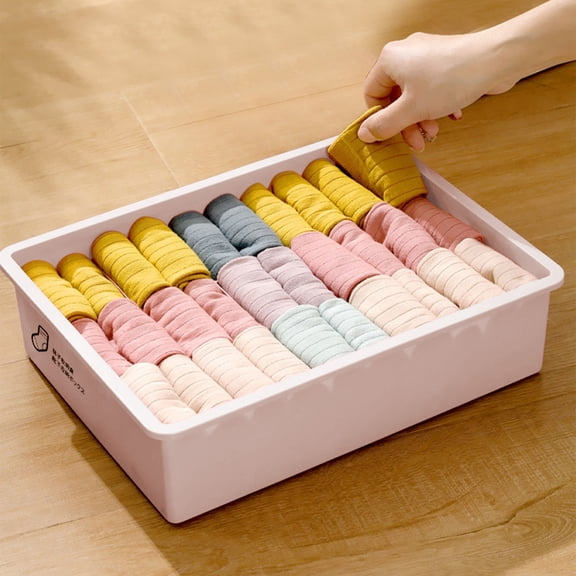 Drawer-Mounted Underwear and Sock Organizer, Household Multipurpose Compartment Box with Lid and Multiple Slots for Storage