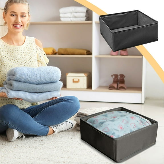 Drawer Organizer 1PC Modular Storage Box For Clothes Three Piece Suit Non-Woven Fabric Foldable Wardrobe Dividers(Black),Ccwuwei