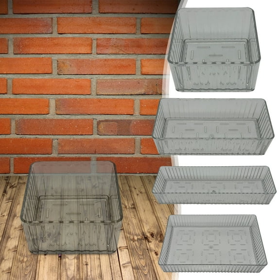 Drawer Organizer | Acrylic Storage Tray | Clear Stacking Makeup Organizer, Office Supplies Divider, Stackable Drawer Shelf, Plastic Cosmetic, Transparent, 4-Piece Set