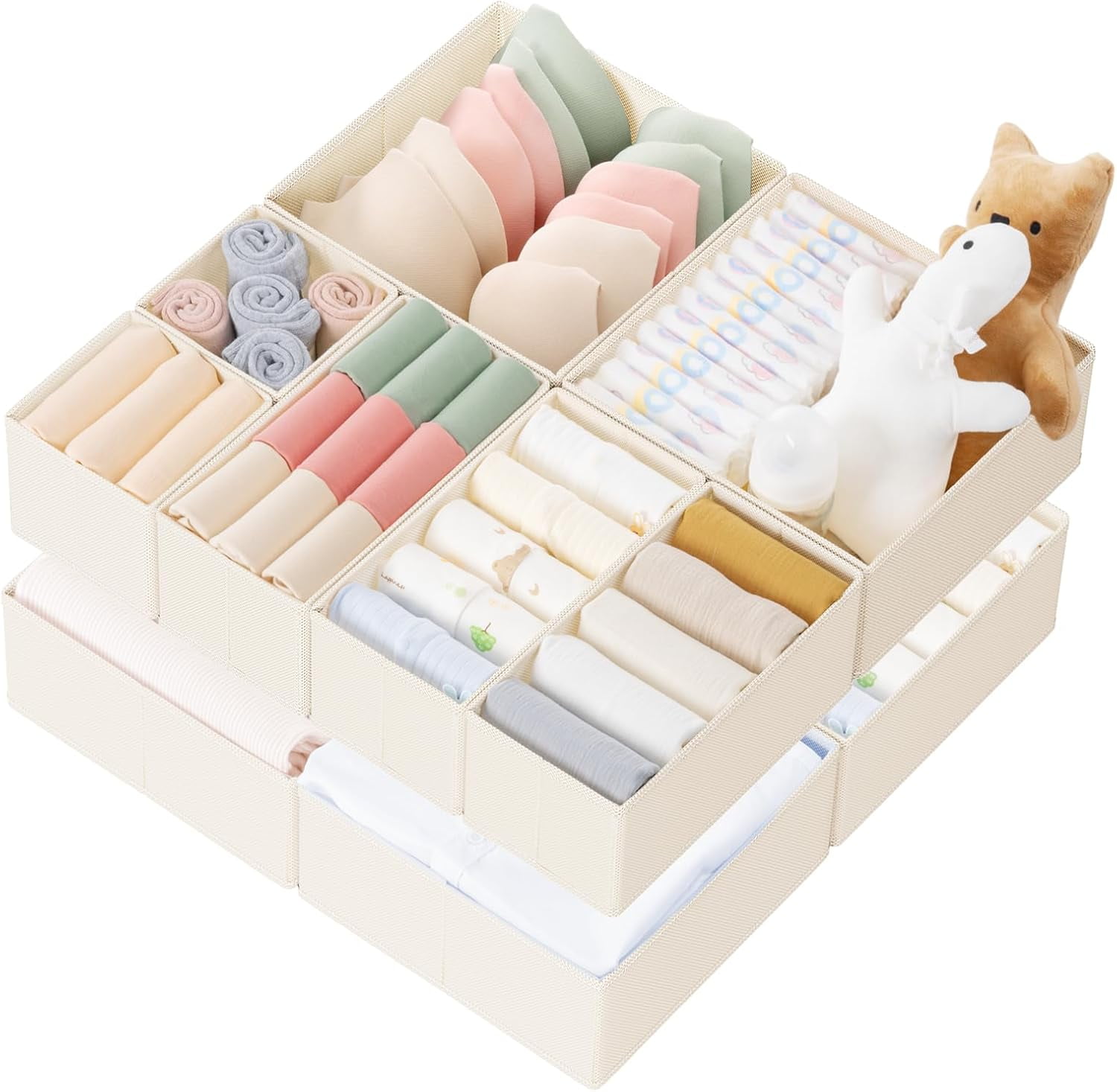 Drawer Organizer Clothes, 10 Pack Dresser Organizer for Baby Clothes ...
