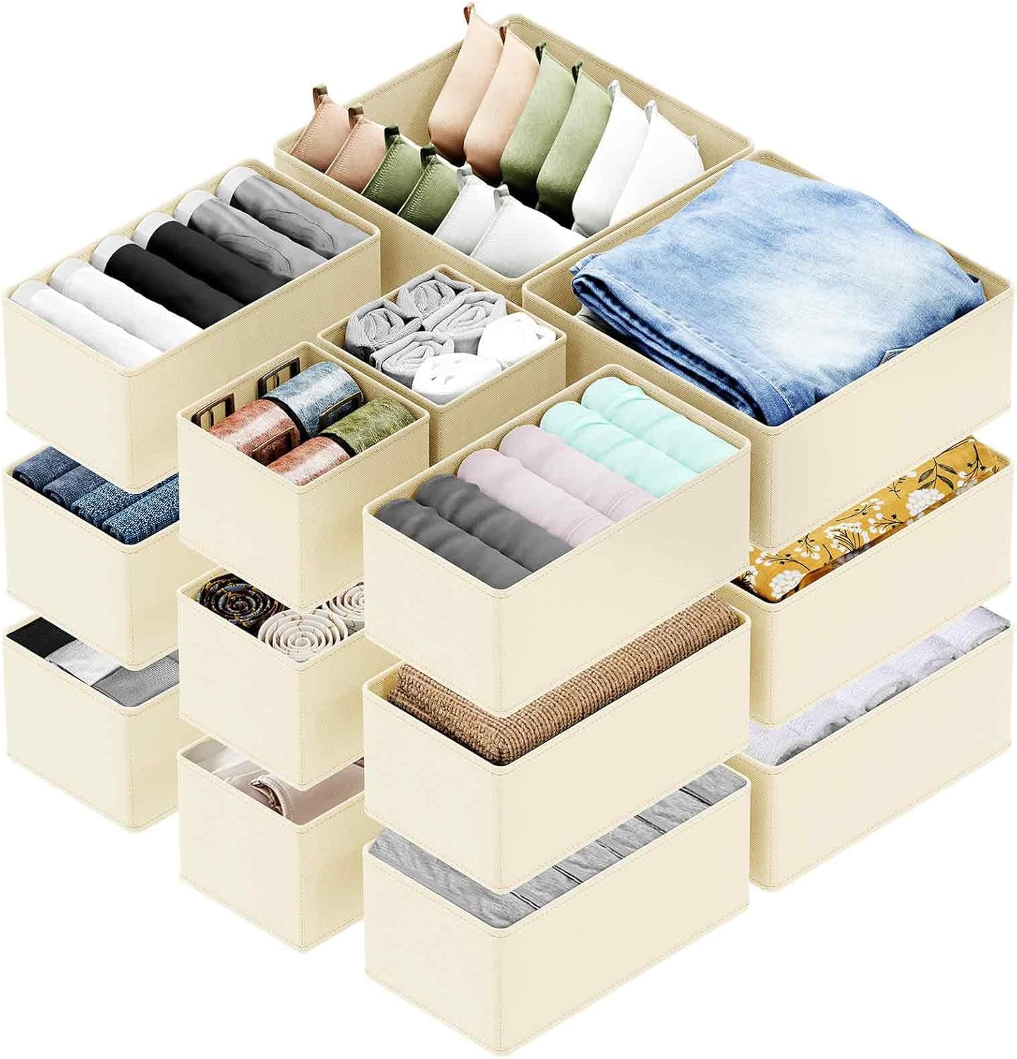 Drawer Organizer Clothes, 12 Pack Dresser Organizer Bins for Nursery ...