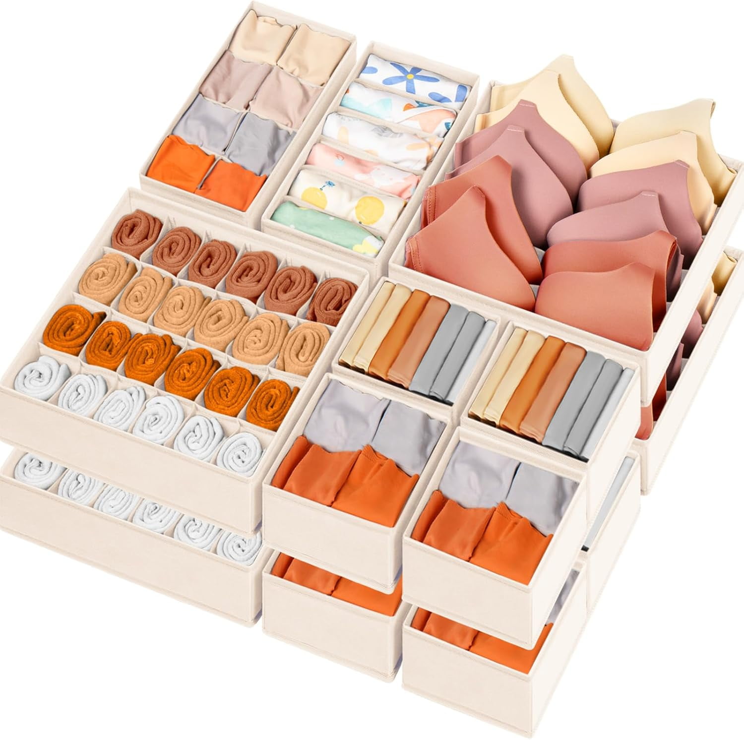 Drawer Organizer Clothes, 16 Pack Dresser Organizer Bins for Baby ...