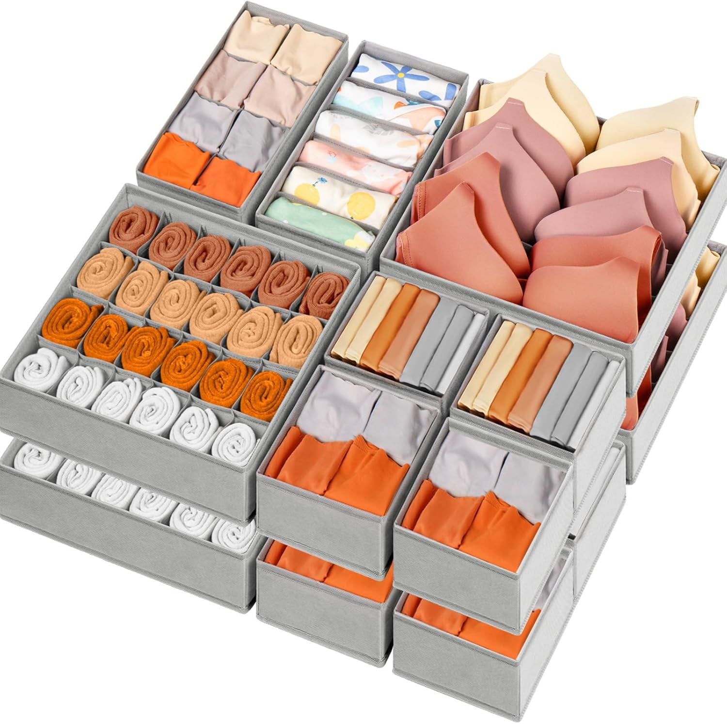 Drawer Organizer Clothes with Dividers, 16 Pack Dresser Organizer Bins ...