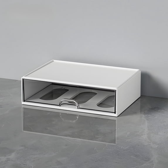 Drawer Organizer, Desktop Storage Box, Transparent Compartments, Stackable Design, for Office and Home Desk