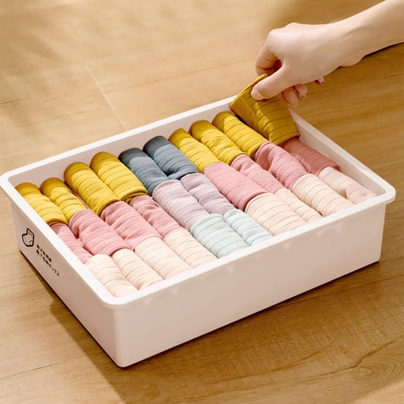 Drawer Organizer, Sock and Underwear Storage Box, Multi-Compartment Design with Lid, for Closet and Bedroom Drawers, Home Organization Solution