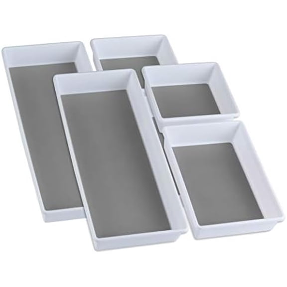 Drawer Organizers 3-Size | Kitchen, Desk, Junk Drawer Organization & Storage Tray [6 Pcs]