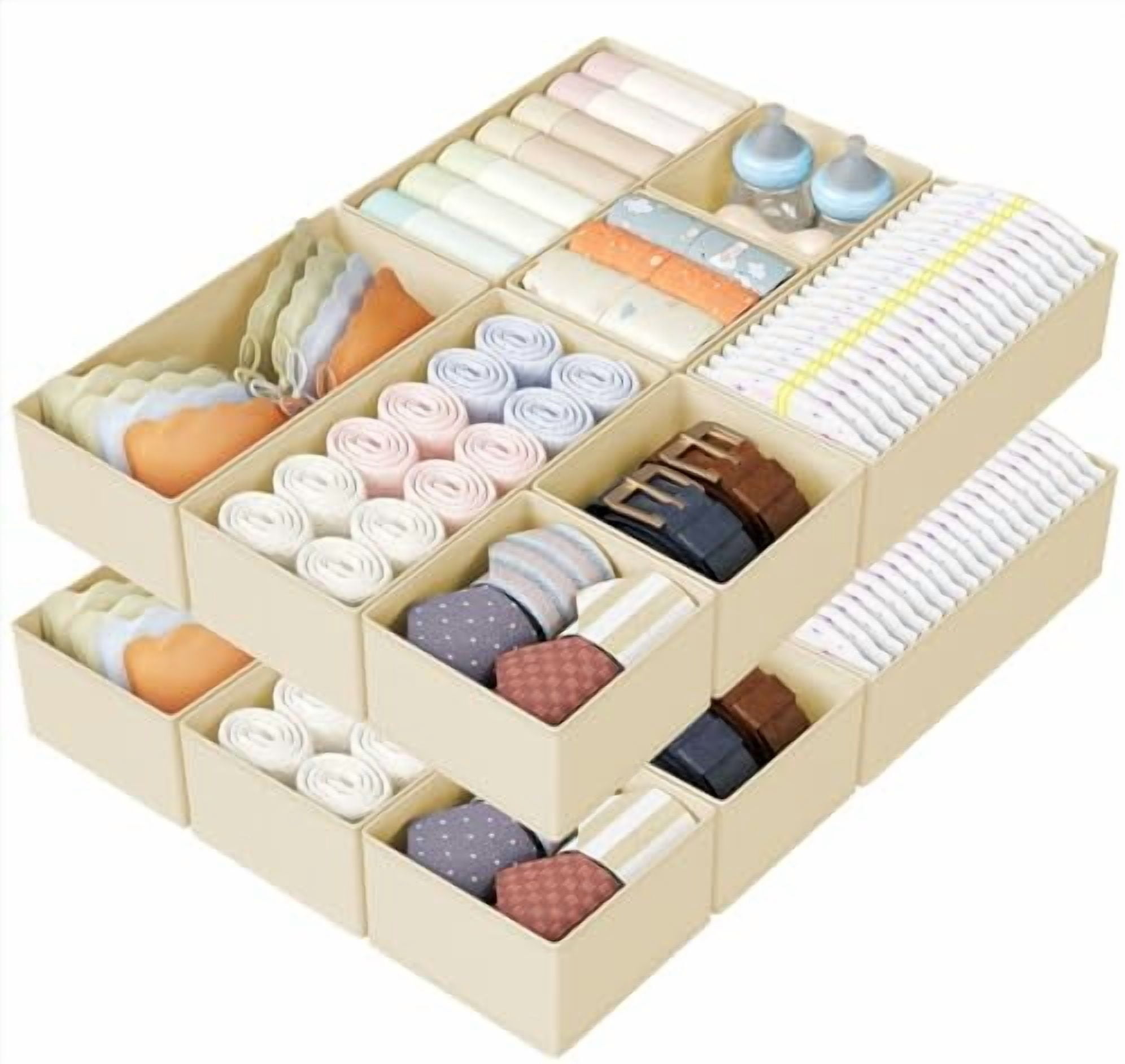 Drawer Organizers Clothes, Set of 16 Dresser Organizer Bins, Fabric