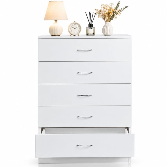 Drawer Particleboard Chest with Melamine Finish, 26"13"39" White Storage Dresser, Vertical Organizer Cabinet for Bedroom Hallway Living Room