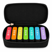 Drawer Pill Box 7 Day, Portable Opaque Weekly Medication Organizer with Felt Pouch, Fashionable Supplement Case
