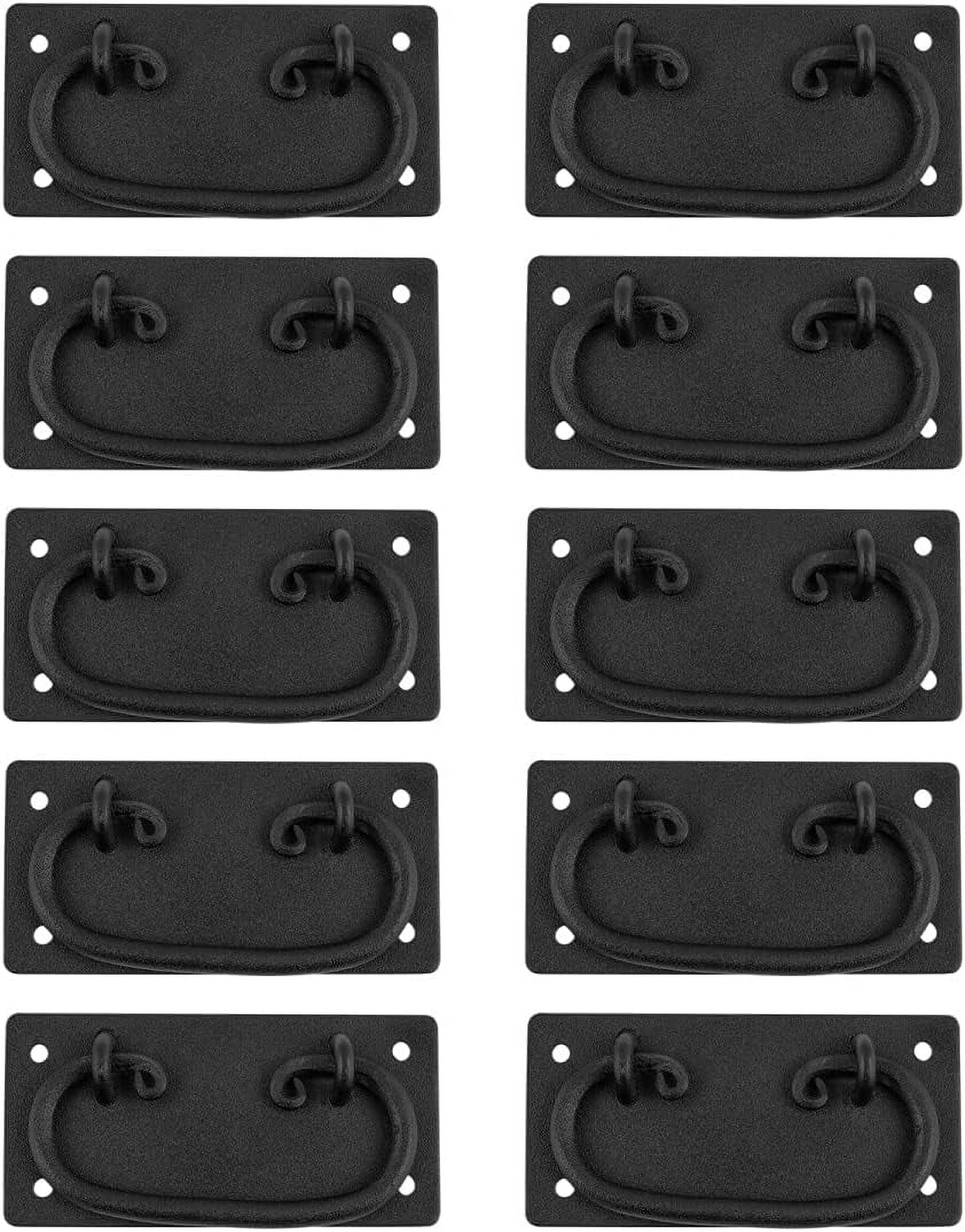 Drawer Pull 4 in. Black Wrought Iron Kitchen Drop Swing Handles
