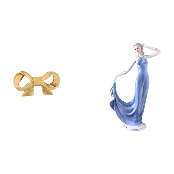 Drawer Pull Brass Bowknot Furniture Handle Woman Figurine Vivid Statue Smooth Ceramic for Wardrobe Living Room Office