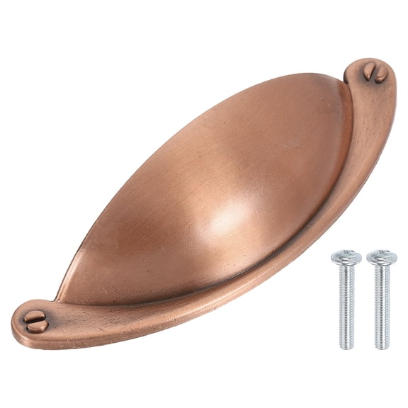 Drawer Pulls, 1Pcs 2-1/2" - Zinc Alloy Brushed Cup Pulls with Screws, Cabinet Hardware Handles Dresser Shell Pulls for Bathroom Kitchen (Red Bronze)