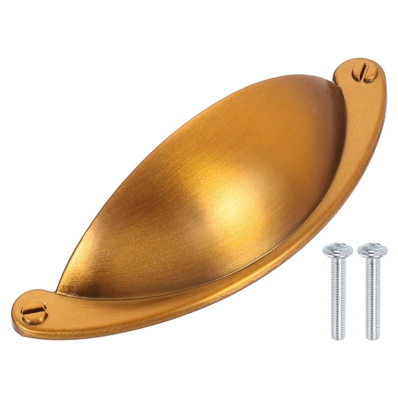 Drawer Pulls, 1Pcs 2-1/2" - Zinc Alloy Cup Pulls with Screws, Cabinet Hardware Handles Dresser Shell Pull for Wardrobe Bathroom Kitchen (Brown)