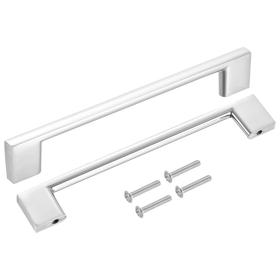 Drawer Pulls, 6Pcs 6" - Aluminum Alloy Kitchen Cabinet Handles, Rectangle Furniture Hardware Solid Handles for Wardrobe Cupboard (Chrome)
