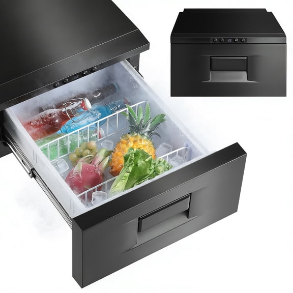 Drawer Refrigerator 33QT 12V RV Fridge Freezer, (-4-68) Portable Refrigerator Car Cooler for Travel Car Fridge Freezer