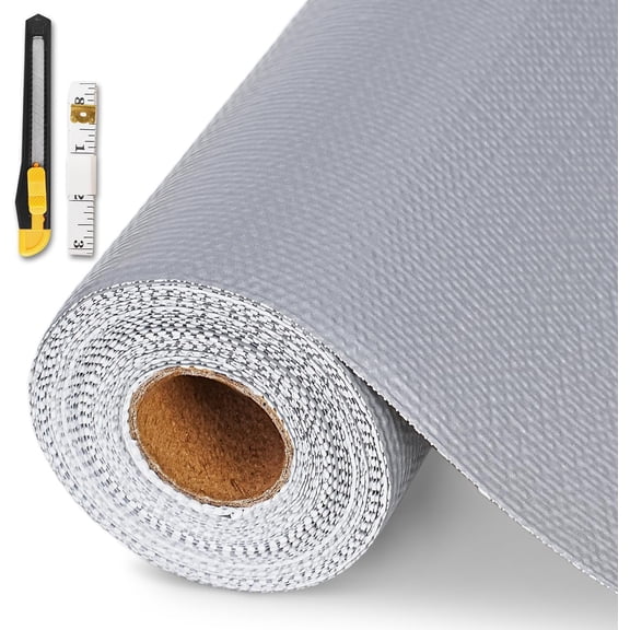 Drawer and Shelf Liner for Kitchen Cabinet,Non-Adhesive Cabinet Liner 18in x 30FT,Waterproof Shelf Paper Non-Slip Mats Cupboard Liners Contact Protect Dresser/Shelves/Table-Grey