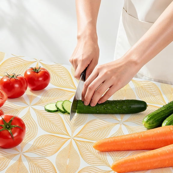 Drawer and Shelf Liner for Kitchen Cabinet, Non-Adhesive Waterproof Drawer Liner for Dresser & Bathroom Vanities with Adhesive Dots & Cutting Tool(18 in X 20 Ft Gold Leaf Pattern)