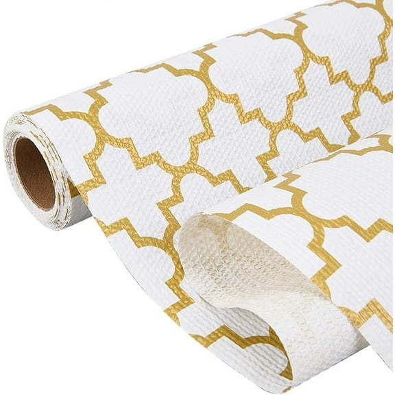 Drawer Shelf Liner for Kitchen Cabinet Non Slip Waterproof Shelf Paper Non Adhesive Refrigerator Liners PVC Golden Clover Closet Liner Mats Protect DIY