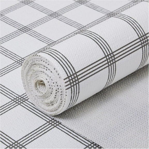 Drawer and Shelf Liner, Non-Adhesive Kitchen Cabinet Liners,Strong Grip Non-Slip Waterproof Washable Mats,Durable Bathroom Cupboard Shelves Mat, Dresser White Stripes 12 INx10 FT