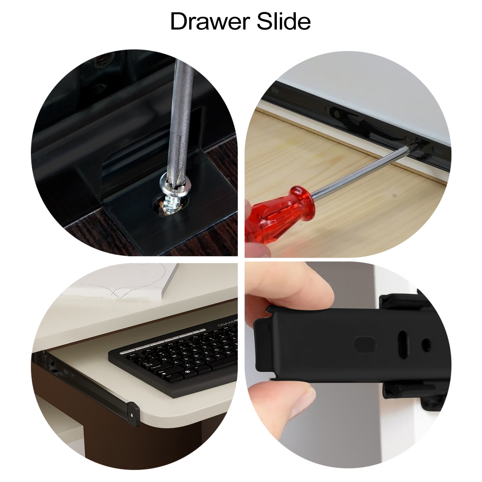Drawer Slide 1 Pair Bearing Desk Keyboard Drawer Tray Slide Rail Track