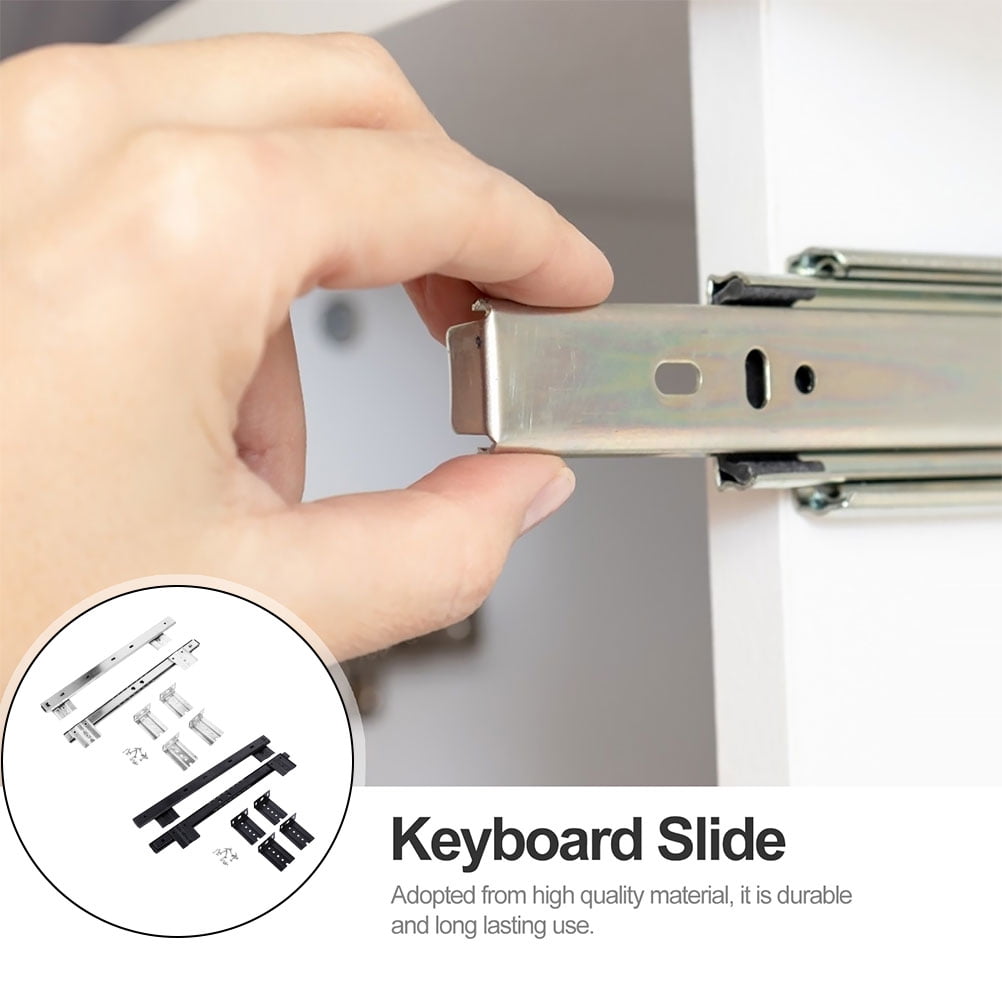 Drawer Slide 2 Set Bearing Desk Keyboard Drawer Tray Slide Rail Track