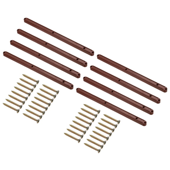 Drawer Slides, 12Set 298mm - Plastic Drawer Rails with Screw, Side Mounted Grooved Guide Rail for Cabinet Bedside Table Wardrobe Dresser (Brown)