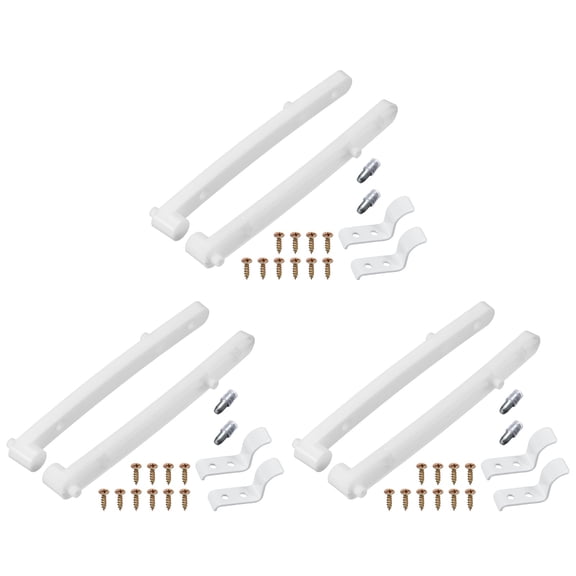 Drawer Slides, 3Set 185mm Hidden Flip-Up Plastic Drawer Rails with Screw, Side Mounted Grooved Guide Rail Track for Cabinet Bedside Table Wardrobe Dresser, White