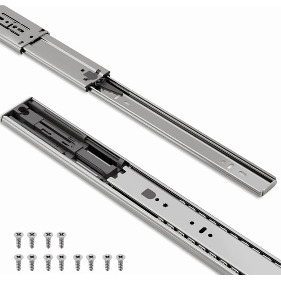 Drawer Slides (6 Pairs, 12 Inch 300mm) Push to Open Side Mount Ball Bearing 3 Folds Metal Rails Track Glides Runners Heavy Duty Drawer Dresser Kitchen, 100 LB Capacity