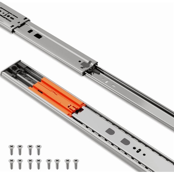 Drawer Slides (6 Pairs, 14 Inch 350mm) Push to Open Soft-Close Side Mount Ball Bearing 3 Folds Metal Rails Track Glides Runners Heavy Duty Drawer Dresser Kitchen, 100 LB Capacity