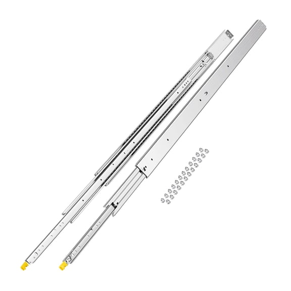 Drawer Slides with Lock, 500 lb Load Capacity Full Extension Ball Bearing Side Mount Rails, 18 20 22 28 30 32 36 40 48 52 60 Inch