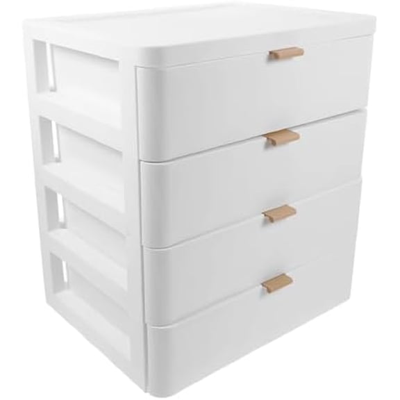 Drawer Storage Box with 4 Clear Drawers Compact Desktop Organizer for Makeup Office Supplies Vanity Countertop Dorm Room Storage 11.4X10.2X7.7 Inches$$Home Decor, Kitchen, & Other