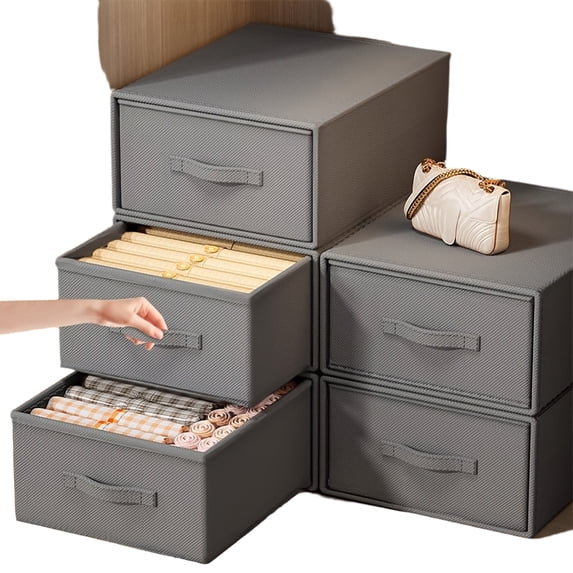 Drawer Storage Box for Clothes, Pants, and Underwear, Closet Organizer for Home, Portable and Stackable Wardrobe Tidying, Clothing Sorting, Gray_#1057