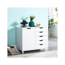 Naomi Home Drawer Storage Cabinet, White, 5 Drawer with Shelf, 1 Unit