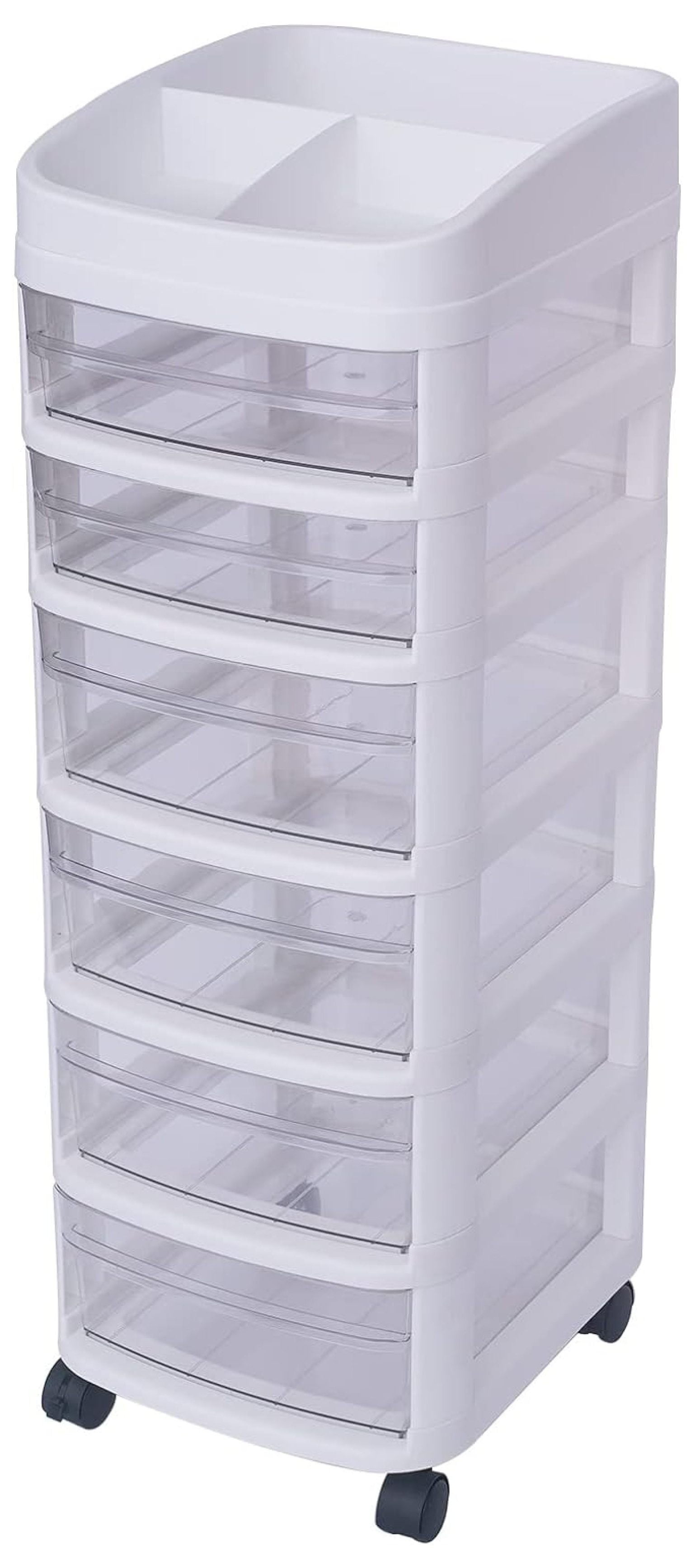 Drawer Storage Cart,Rolling Storage Cart,Drawer Cart Storage Organizer Tower with 6 Plastic