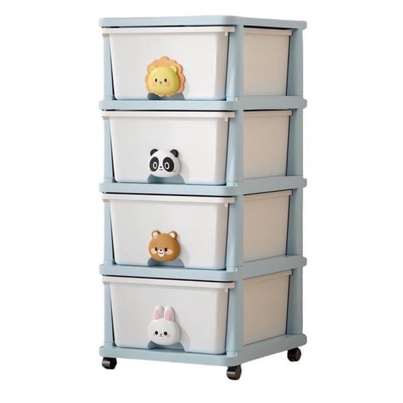 Drawer Storage Rack - 4 drawers - 4 layer, Flexible Mobility With Wheels,Wardrobe Storage Organization, Books, Toys, Miscellaneous Storage Rack Suitable For Study