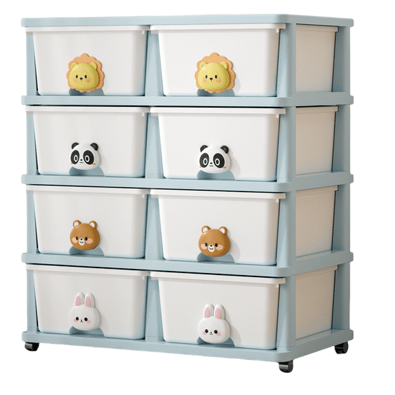 Drawer Storage Rack - 8 drawers - 4 layer, Flexible Mobility With Wheels,Wardrobe Storage Organization, Books, Toys, Miscellaneous Storage Rack Suitable For Study, Bedroom, Living Room, Dormitory