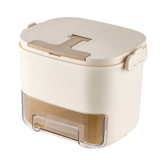 Drawer Style Ice Tray with Lid and Storage Container 52 Cubes Easy Release Portable for Home Camping Kitchen Beige