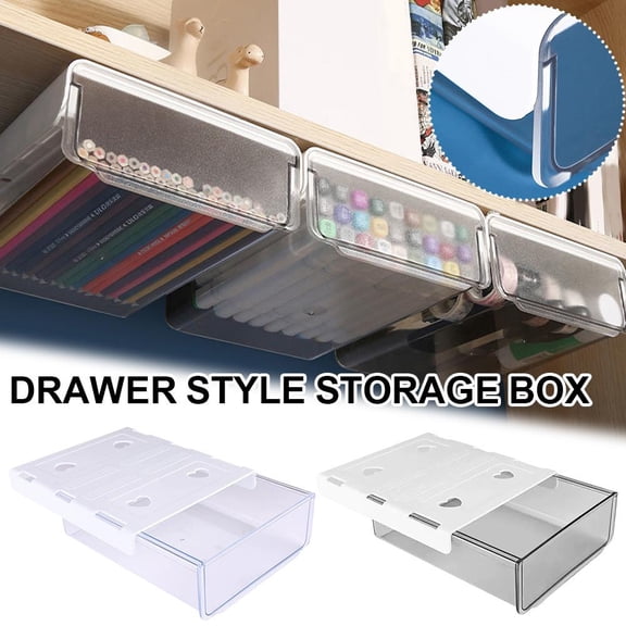Drawer Style Storage Box, Plastic Stackable Organizer with Clear Front, Large Capacity Desk Shelf Container for Toys Stationery,white