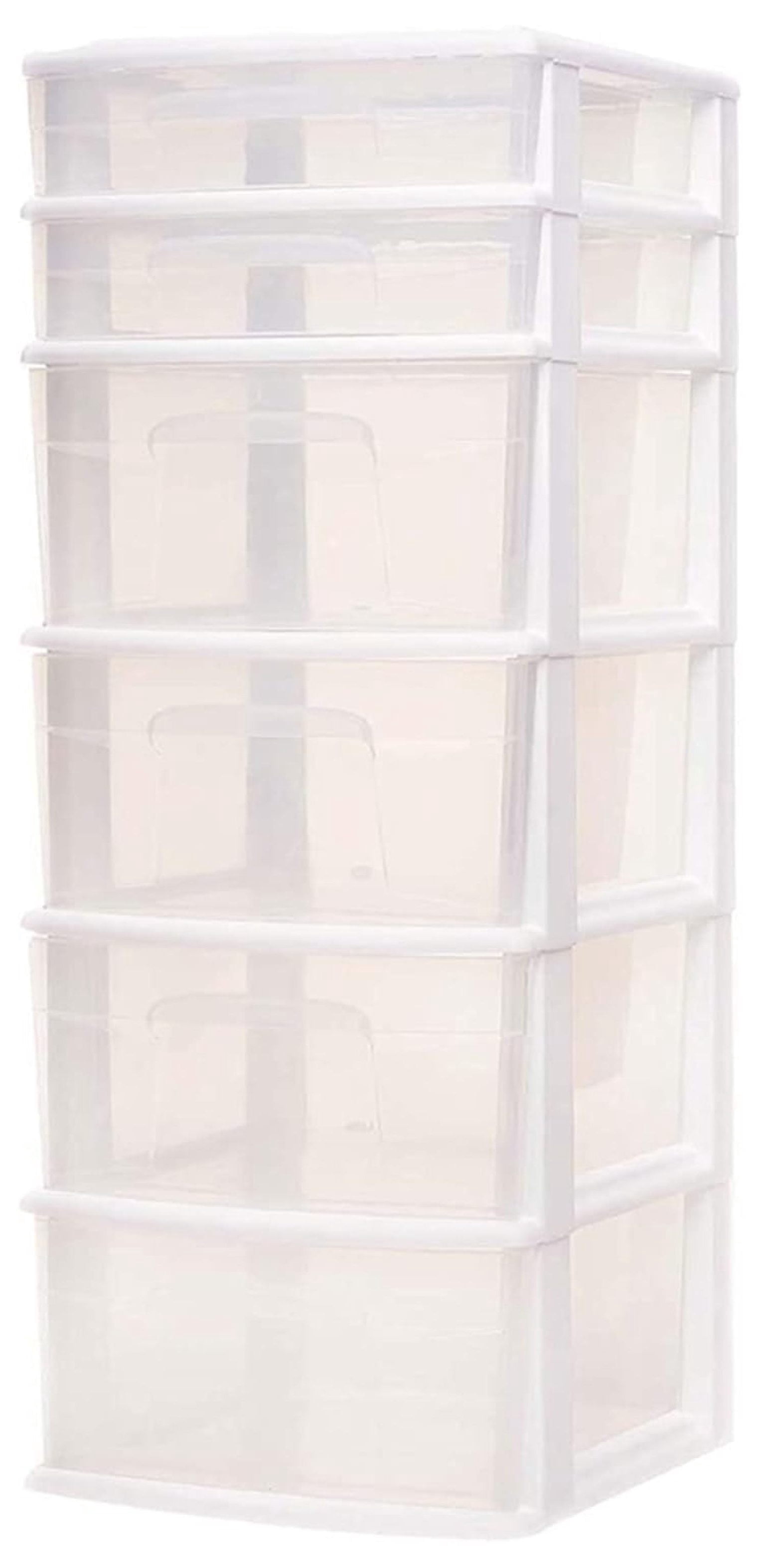 Drawer Tower, 6-Tier Clear Plastic Storage Organizer Cart, White Frame - Heavy-Duty Organizing Drawers for Home, Bedroom, and Closet Organization